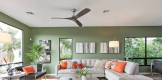 thiết kế phòng khách màu xanh lá cây